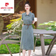 皮爾卡丹牛仔裙女2024夏季夏天衣服女裝新款韓版中長款氣質(zhì)顯瘦牛仔連衣裙 藍(lán)色 3XL 【建議 140-155斤】