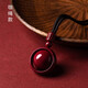 奎梵朱砂平安扣轉(zhuǎn)玉珠吊墜男女情侶項鏈掛件本命年生日禮物 咖色繩鏈