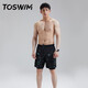 TOSWIM拓勝泳褲男游泳雙層及膝溫泉防尷尬可下水寬松沙灘褲 綠光海域2XL