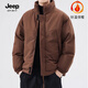 JEEP SPIRIT吉普棉衣春秋美式簡(jiǎn)約男士新款休閑棉服百搭面包服保暖棉襖子外套 深咖啡 XL