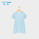 棉店（cottonSHOP）嬰兒冰絲短袖睡袍夏季薄款兒童睡裙防踢空調服男女寶寶睡衣夏 藍色 冰絲 110