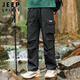 JEEP SPIRIT吉普工裝褲男春夏季寬松休閑褲子男士沖鋒多袋束腳褲 黑色 2XL
