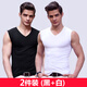 簡(jiǎn)云 2件純棉背心男士健身運動(dòng)薄款無(wú)袖t恤外穿吊帶坎肩打底汗衫夏季 黑色+白色 XL 【適合130-150斤】