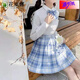 花嵐娜jk制服套裝基礎款JK全套日系學(xué)院風(fēng)短袖百褶裙女學(xué)生水手服格裙 冰淇淋格裙 XL 建議120斤左右