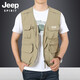 JEEP SPIRIT馬甲男戶(hù)外攝影導演記者釣魚(yú)背心中年無(wú)袖上衣大碼休閑多口袋大碼 卡其 2XL