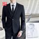 西服套裝男士修身商務(wù)休閑職業(yè)正裝上班工作結婚禮服伴郎西裝外套 (2件套)黑西裝外套+白襯衣 XL