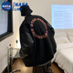NASALIKE 國潮夏季情侶夾克港風(fēng)街頭棒球服痞帥情侶外套男女韓版ins鹽系寬 黑色 XL (關(guān)注店鋪禮品)