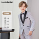 蘿卜唄唄（LUOBOBEIBEI）兒童禮服秋冬西服套裝帥氣英倫西裝舞臺表演出服 米色四件套 140 
