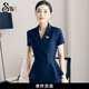 法莎羅兒（FASLOV）職業(yè)套裝女夏季西服時(shí)尚OL正裝薄款短袖西裝氣質(zhì)女士售樓部工作服 藏青色西裝 M
