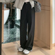 美洋（MEIYANG）【60系列】姜茶直筒褲玻尿酸生姜珠地加絨保暖休閑褲高腰百搭長(cháng)褲 黑色（常規版） M
