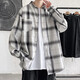 軒萊雅格子長(cháng)袖襯衫男春秋裝潮流ins休閑復古薄款外套男生港風(fēng)寬松襯衣 白色【8810款】 3XL
