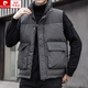 皮爾卡丹（pierre cardin）工裝羽絨服馬甲男士冬季2025新款潮流多口袋坎肩背心馬夾外套男 M518灰色 2XL【126-140斤】