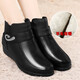 強人3515女靴女冬季新款女式保暖羊毛靴棉鞋加絨保暖棉靴媽媽鞋厚底  黑色 39