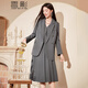 香影灰色雙排扣西裝外套女2026春季新款高級感炸街氣質(zhì)休閑小西服 灰色 M