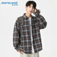 真維斯（JEANSWEST）長(zhǎng)袖襯衫男2025秋季港仔文藝高級(jí)格子襯衣外套藍(lán)色XL