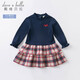 戴維貝拉童裝女大童連衣裙中大童裙子兒童公主裙小女孩秋冬季新款davebella小孩洋氣衣服 藏青色 110 cm（建議身高100-110cm）