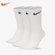 耐克（NIKE）男襪三雙裝 中高筒 休閑襪 運(yùn)動(dòng)襪 籃球襪 白襪 SX7676-100-L