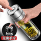 萬(wàn)家全泡茶杯水杯男士茶水分離杯一鍵開(kāi)啟蓋雙層玻璃杯車載速開(kāi)杯花茶杯 一鍵開(kāi)蓋茶杯（銀色）450ml