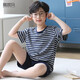 EMBERLOVE男童睡衣新款夏季短袖純棉男孩薄款大童青少年兒童家居服套裝寶寶 N6657【雙短】 165 L碼 100-115斤