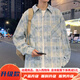 牧柒帛（MUQIBO）日系復古襯衫男短袖夏季ins痞帥潮牌高級感秋季襯衣長(cháng)袖外套男 【長(cháng)袖襯衫】C2503霧霾藍 XL【130-150斤】可穿