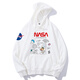 幕后英雄 NASA宇航員春秋季款慵懶風(fēng)加絨潮流學(xué)生長(cháng)袖ins衛衣班服 白色【春秋款】 M(165/88A)