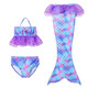 憶愛(ài)兒童泳衣女童美人魚(yú)衣服魚(yú)尾公主尾巴游泳衣三件套海灘分體比基尼 紫色  140cm