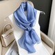 杭絲路出游絲巾真絲女?huà)寢尲兩ＰQ絲長(cháng)巾馬年披肩生日新年圍巾禮物 如沐—氣質(zhì)藍紫