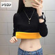 puhp加厚高領(lǐng)毛衣女2025秋冬新款韓版百搭修身顯瘦套頭外穿針織打底衫 加絨 黑色 L (105-115)