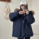 俞兆林2025新款韓版羽絨棉服女設計感工裝寬松加厚派克服美式棉衣外套女 藏藍色 M 建議尺碼100-120斤