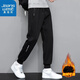 真維斯（Jeanswest）休閑褲男秋冬季男褲休閑長(cháng)褲戶(hù)外運動(dòng)透氣彈力直筒長(cháng)褲 木斯林-8813黑色束腳 XL -（建議110斤-130斤）