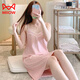 貓人（MiiOW）純·棉性感吊帶睡裙女全·棉睡衣2026新款夏季薄款連衣裙子 桃色2053 2XL 130-145斤