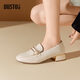 大東樂(lè )福鞋女鞋2026春秋新款通勤時(shí)尚英倫風(fēng)金屬扣方頭單鞋0005 米色 【3.2CM低跟】 36 (230mm)
