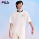 FILA 斐樂官方情侶款針織短袖衫夏季男子女子時(shí)尚休閑涼感抗菌T恤 鮮乳白-IV M 170/92A