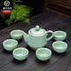 連山閣 汝窯過濾茶壺單壺內(nèi)置網(wǎng)隔內(nèi)膽紅茶泡茶器大號功夫茶具開片可養(yǎng)陶瓷大容量泡茶壺禮品 天青色汝窯過濾茶壺410ml一壺六杯