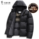 與狼共舞【245G高充絨】可拆卸連帽羽絨服男2025冬季新款加厚保暖外套7050 黑色001 L (175) 充絨量：200G