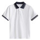 中小學生校服內搭短袖T恤夏季休閑高中生白色上衣polo衫高中班服 白色+藏藍領白邊 180