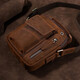 適上（FITUPON）真皮頭層牛皮男包單肩斜挎包復古瘋馬皮休閑豎款款方形手工背包潮 瘋馬皮-咖啡色