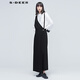 sdeer圣迪奧秋季女裝休閑時(shí)尚微彈常規長(cháng)褲通勤自然腰個(gè)性純色闊腿背帶褲S20380816 黑色/91 M 165