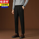 恒源祥毛呢褲子男秋冬款垂感錐形修身長(cháng)褲韓版加厚男士直筒休閑西褲 黑色長(cháng)褲 31 【建議126135斤】