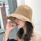 佰薏 遮陽(yáng)帽子女草帽漁夫帽可折疊夏天防曬漁夫帽出游太陽(yáng)帽沙灘帽 卡其色 可調節 配防風(fēng)繩