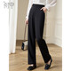初申春秋西裝褲女直筒顯瘦垂感百搭簡(jiǎn)約通勤黑色休閑長(cháng)褲S143K2018