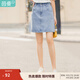茵曼（INMAN）百搭時(shí)尚女裝短半身裙顯瘦中高腰排扣2025夏季新款顯瘦牛仔裙 淺牛仔 M