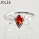 JOLEE戒指S925銀時(shí)尚輕奢石榴石彩寶飾品愛(ài)心指環(huán)送女生禮物一物一證