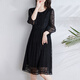 ZXEGI連衣裙100%桑蠶絲女裝夏季新款氣質(zhì)防透刺繡中長(cháng)直筒真絲裙子 黑色 L