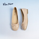 reemoor睿慕銀色芭蕾舞鞋2026年新款淺口豆豆鞋溫柔風(fēng)平底單鞋 杏色 39