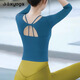 雙秀瑜伽服2025新款專(zhuān)業(yè)普拉提高級感運動(dòng)上衣女春夏 帶胸墊訓練健身 皇家藍七分袖 M 100-110