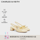 CHARLES&KEITH24夏新品法式蝴蝶结粗跟包头低跟凉鞋CK1-61720194 Butter黄油色 38