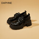 達芙妮厚底英倫風(fēng)樂(lè )福鞋2025春季新款松糕底復古耐臟單鞋防滑輕便女鞋 黑色 美觀(guān)大方 36