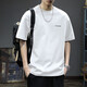 古先森夏季純色重磅短袖t恤男寬松大碼簡(jiǎn)約男士上衣美式半袖體恤圓領(lǐng) 白色 L 【130-145斤】