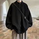 NEW OR MODEoversize菱形麻花辮外套男生春秋款大碼夾克潮牌痞帥高級感上衣服 黑色 XL